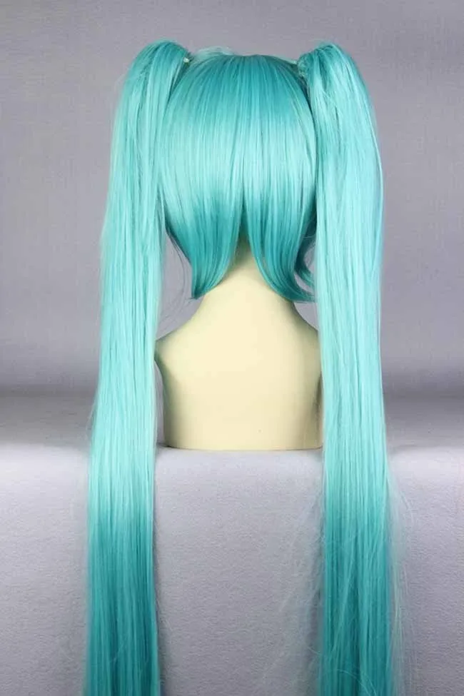 Mcoser 5" 130 см Синтетические длинные прямые волосы 2 Клип на конский хвост кислотный синий цвет теплостойкие парики KW-072A