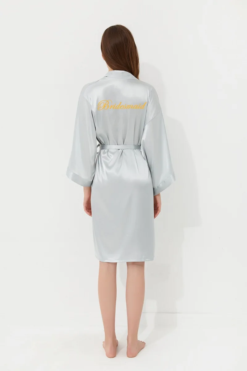 gray Bridesmaid Одежда для невесты Одежда с вышивкой невесты Элегантная пижама Сексуальная Женская домашний халат банный халат кимоно шелковый халат для сна - Цвет: gray Bridesmaid