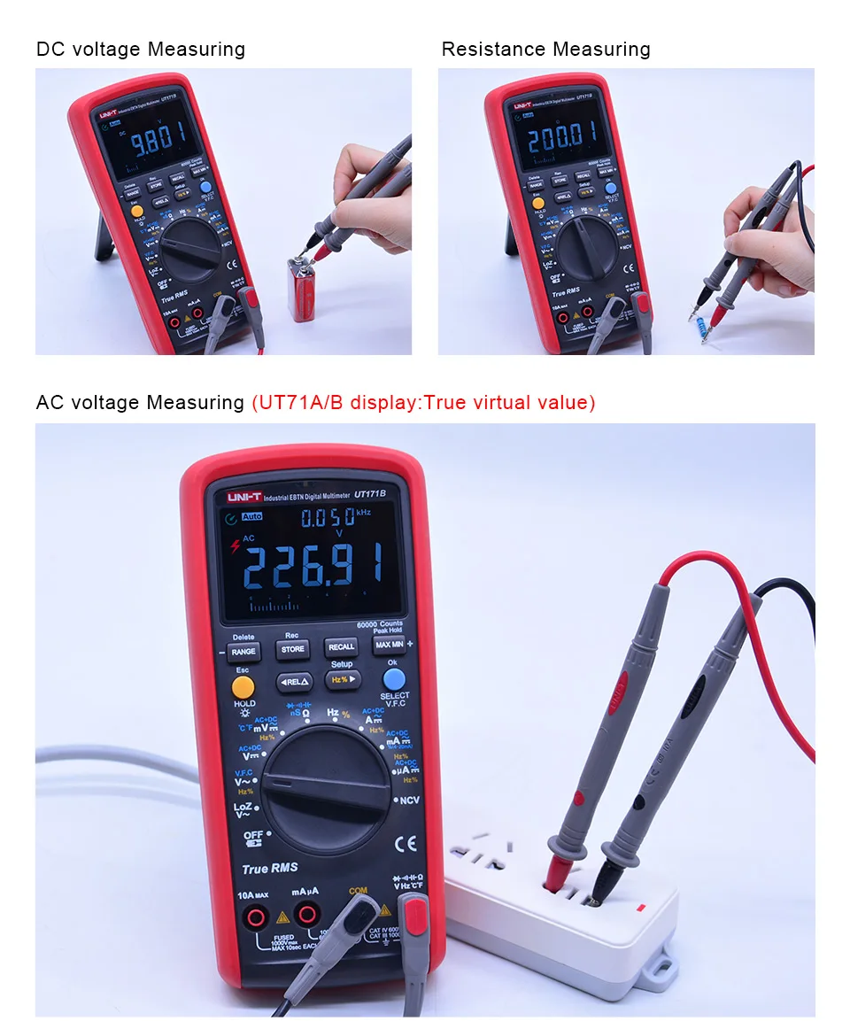 UNI-T UT171A/UT171B/UT171C промышленные истинные RMS Цифровые мультиметры VFC измерение NCV Поддержка вход/Сопротивление Тест-метр