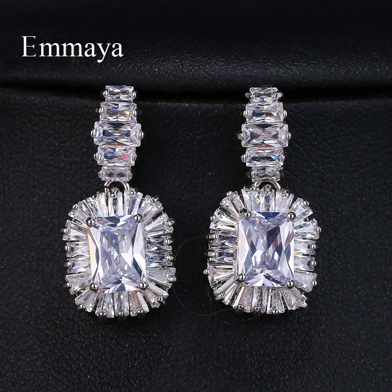 Роскошные ювелирные изделия EMMAYA из фианита 4 цвета большие сверкающие серьги с
