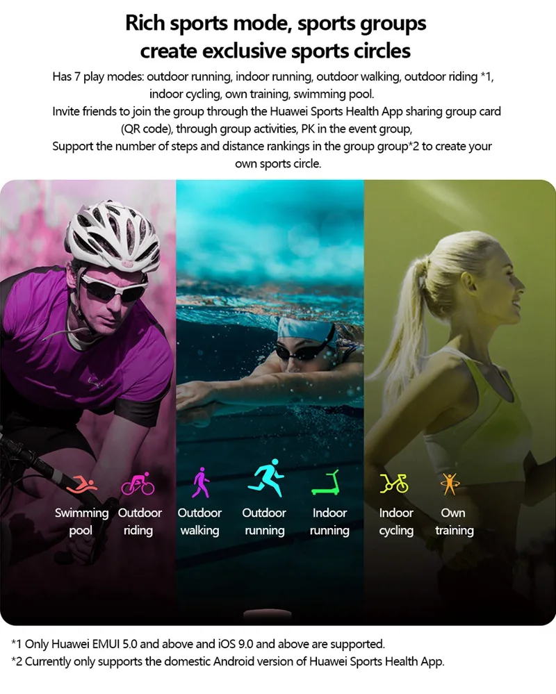 Умный Браслет huawei Honor Band 5 4, стандартная версия Amoled, цветной сенсорный экран, для плавания, обнаружения сердечного ритма, сна, бега, умный Браслет
