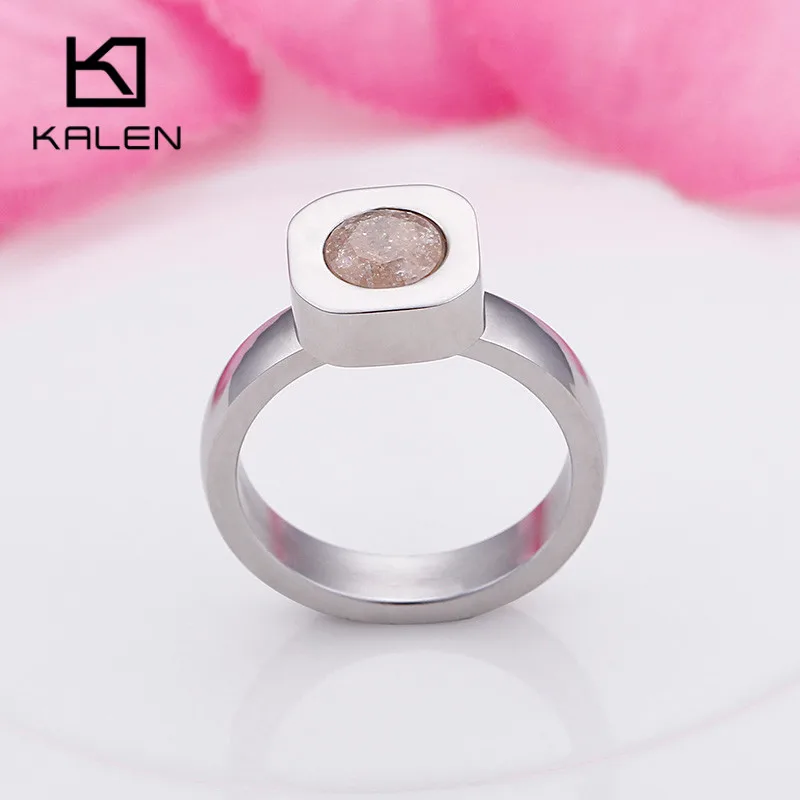 KR48032-K Недорогие кольца производства фирмы Kalen Tri-Цвет Нержавеющая сталь кольца для Для женщин Цвет Фул Mini Stone Перу кольца в богемном стиле обручальные кольца ювелирные изделия - Цвет основного камня: KR48032-K