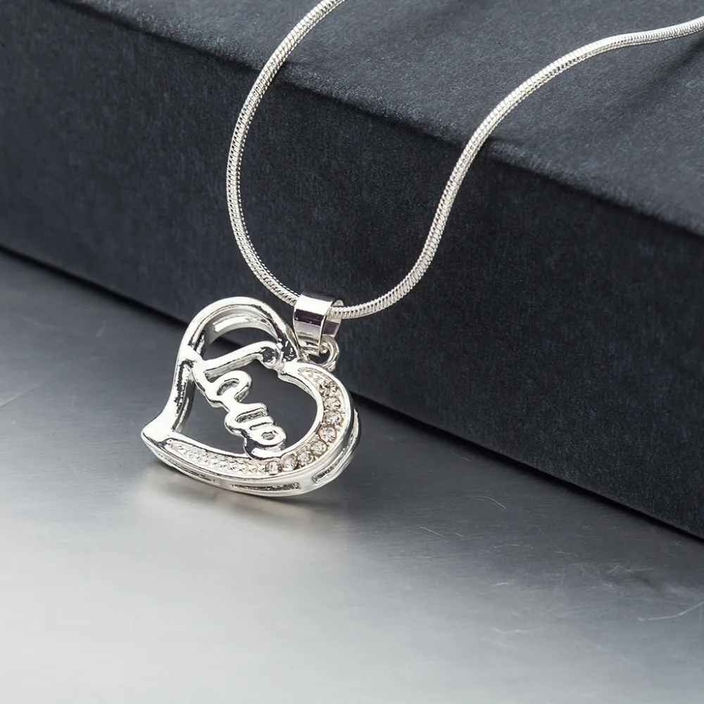 Ожерелье женское серебряное в форме сердца с кристаллами 10 шт./лот|charm choker|heart