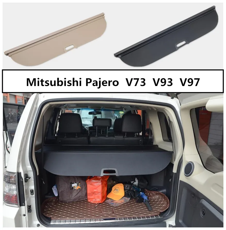 Rear Trunk Cargo Cover For Mitsubishi Pajero V73 V93 V97 2005-2018 High Qualit Security Shield Car Accessories Black Beige Grey Rear Trunk Cargo Cover For Mitsubishi Pajero V73 V93 V97 2005-2018 High Qualit Security Shield Car Accessories Black Beige Grey