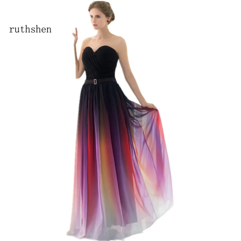 

ruthshen 2020 Cheap Gradient Prom Dresses Sweetheart Pleats Draped Ombre Chiffon Real Sample Evening Gowns Vestidos De Festa