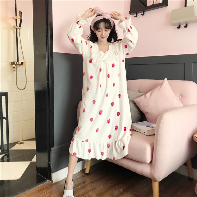 Осенняя женская одежда kawaii с принтом клубники свободные милые повседневные