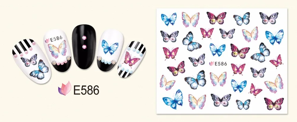 E series Newest and hottest design E578-588 butterfly 3D nail sticker | Красота и здоровье