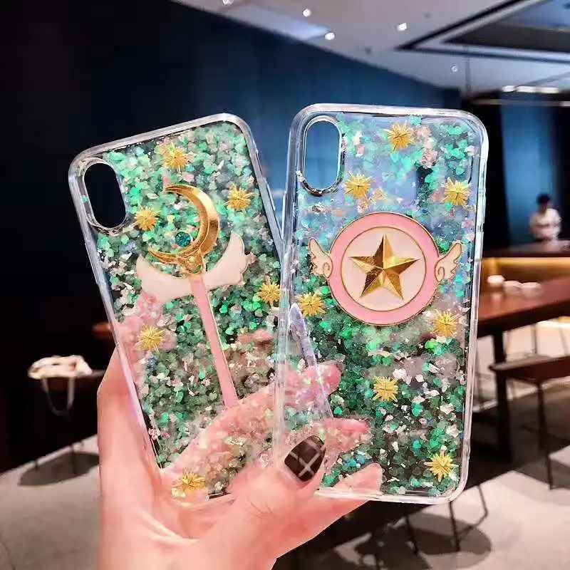 Для iphone XR Bling чехол с принтом "Сейлор Мун", мультяшный чехол для телефона для iphone X XS Max 6 7 8plus Cardcaptor Sakura мягкая задняя крышка из ТПУ
