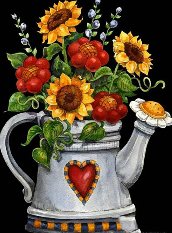 

Full Square/Round Drill 5D DIY Diamond Painting "Flower kettle" Embroidery Cross Stitch 5D Home Decor Gift