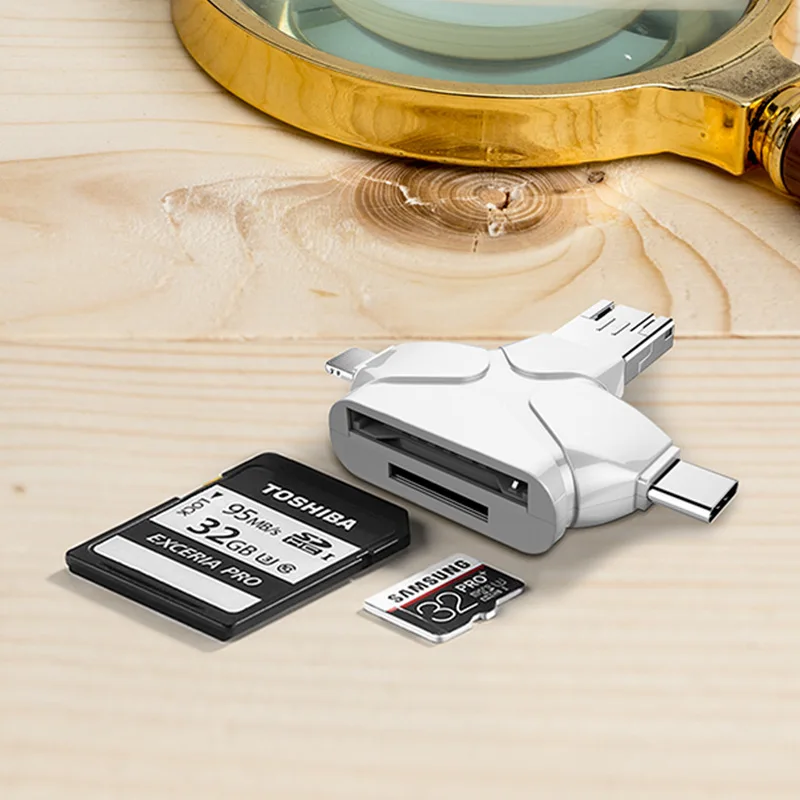 Мульти в 1 кард-ридер USB 3,0 для Micro SD кард-ридер адаптер для флеш-накопителя мульти молниеносный ридер для iPhone Android окно