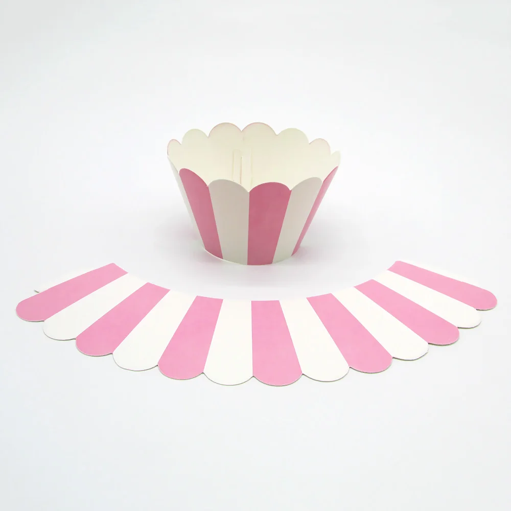 pink striped x12pcs 12 шт. полосатая обертка для кексов без Топпер для торта для свадьбы, дня рождения, вечеринки, конфет, украшения, цирк - Цвет: pink striped x12pcs
