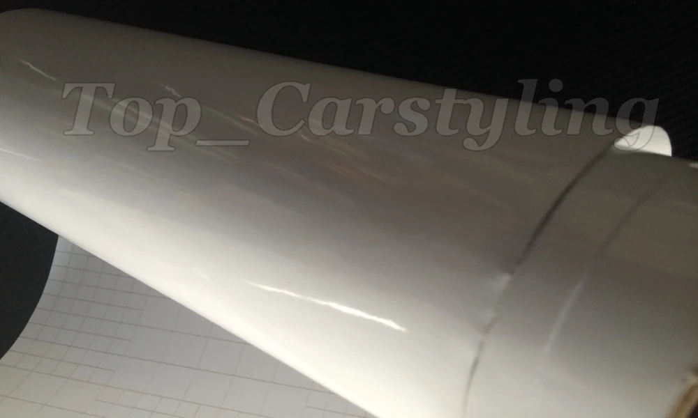 1.52x30m High Quality White Gloss Vinyl Film Wrap Bubble Free car wrapping by free shipping |