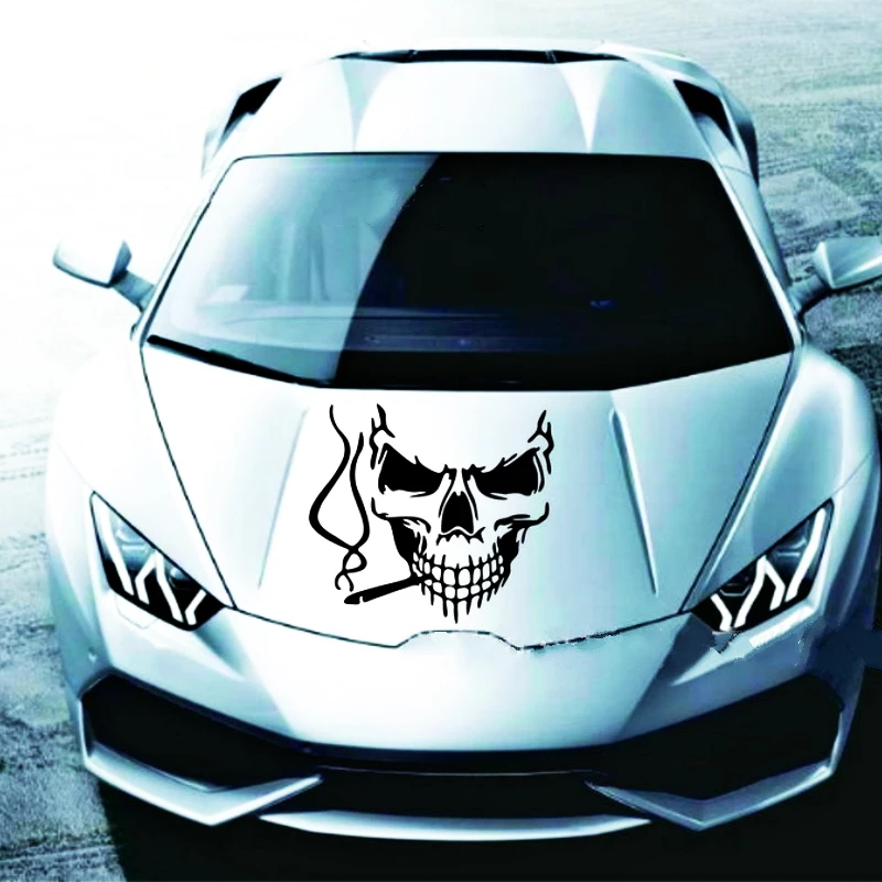 Volkrays Car Stickers Funny Creative Skull Smoking Decal Accessories for Hyundai Accent I30 I35 Santa Fe Solaris Elantra Parts | Автомобили