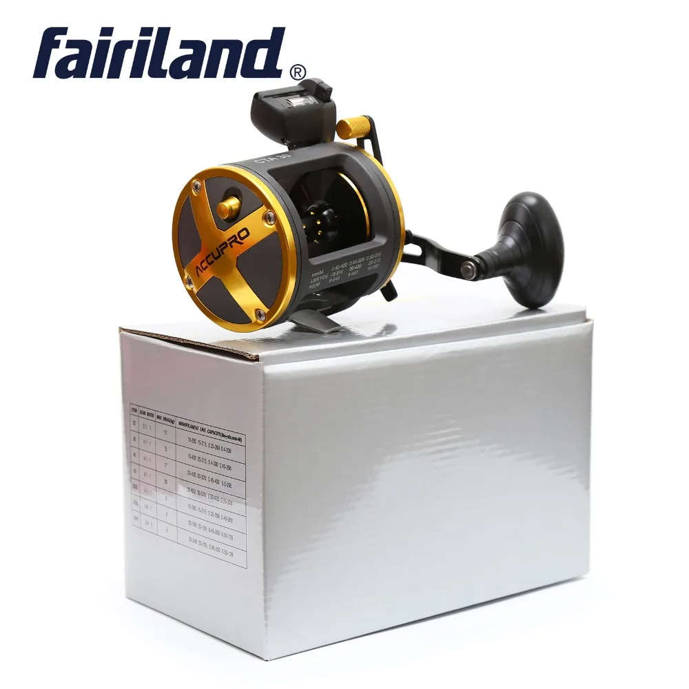 

Fairiland Drum Trolling Reel with Digital Counter RIGHT HAND 12-18Kg Drag Power Boat Fishing Reel Saltwater reels Aluminum alloy