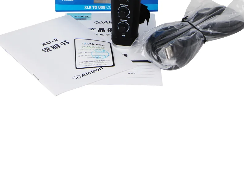 Alctron XU-2 USB конвертер XLR к USB микрофон Предварительный усилитель, компьютерный аудио интерфейс, цифровой аудио конвертер с 48 В питания