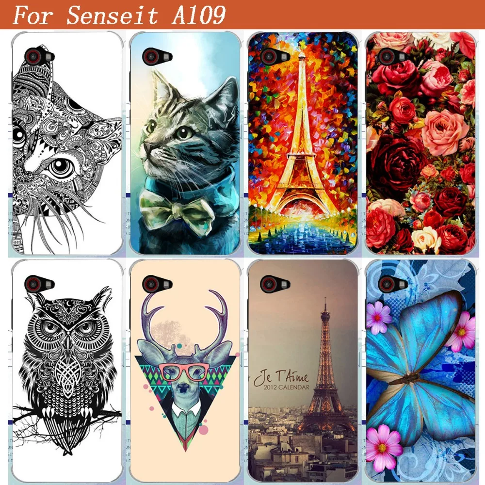 Чехол для Senseit A109 роскошная картина сделай сам цветные цветы животные башня