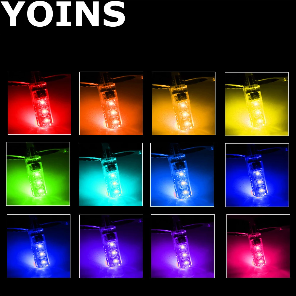2 Pieces T10 W5W LED Car Lights Bulbs RGB With Remote Control 194 168 501 Strobe Led Lamp Reading White Red Amber 12V | Автомобили и