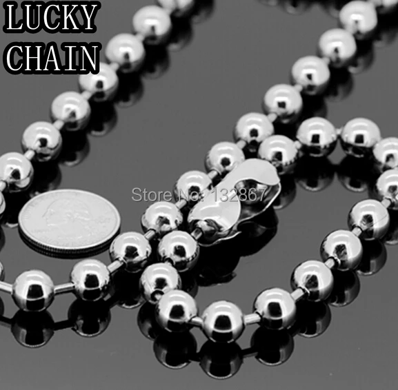 Браслет-цепочка из нержавеющей стали с круглыми шариками 8 66 + 24 дюйма 6 мм |