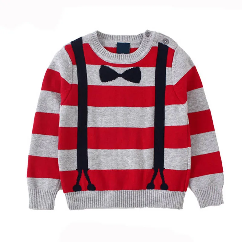New Autumn Toddlers Boys Sweaters Children Pullover Knitted Baby Kids Bow Pattern Striped Clothes Coats Free Shipping |