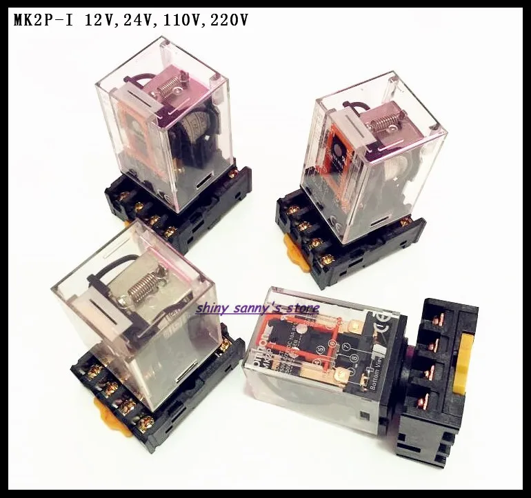 2 компл./лот MK2P-I DC12V DC24V AC110V AC220V РЕЛЕ 8-Pin 10A 250VAC электромагнитное реле с гнездом