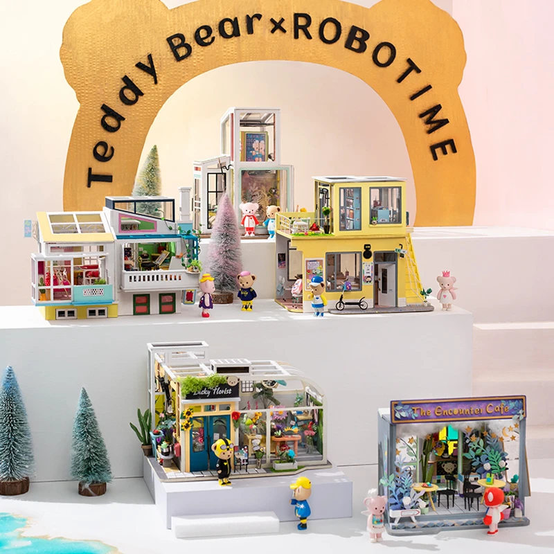 Новинка игрушки Robotime DIY роскошный дом медведь мебель дети взрослые Деревянные маленькие модель кукольного домика люкс Кукольный дом jooyoo