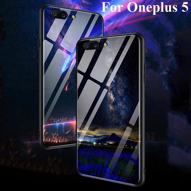 Чехол для Oneplus 5 закаленное стекло + задняя крышка с мягкими краями дюйма Oneplus5 A5000