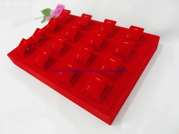 Высокое качество портативный красный бархат/деревянная подставка для ювелирных