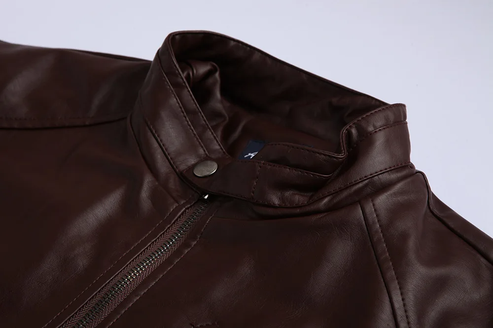

Men Casual PU Leather Jackets fashion Stand Collar top Coat Motorcycle Pilot Faux Leather Jacket Dropshipping hot sale clothes