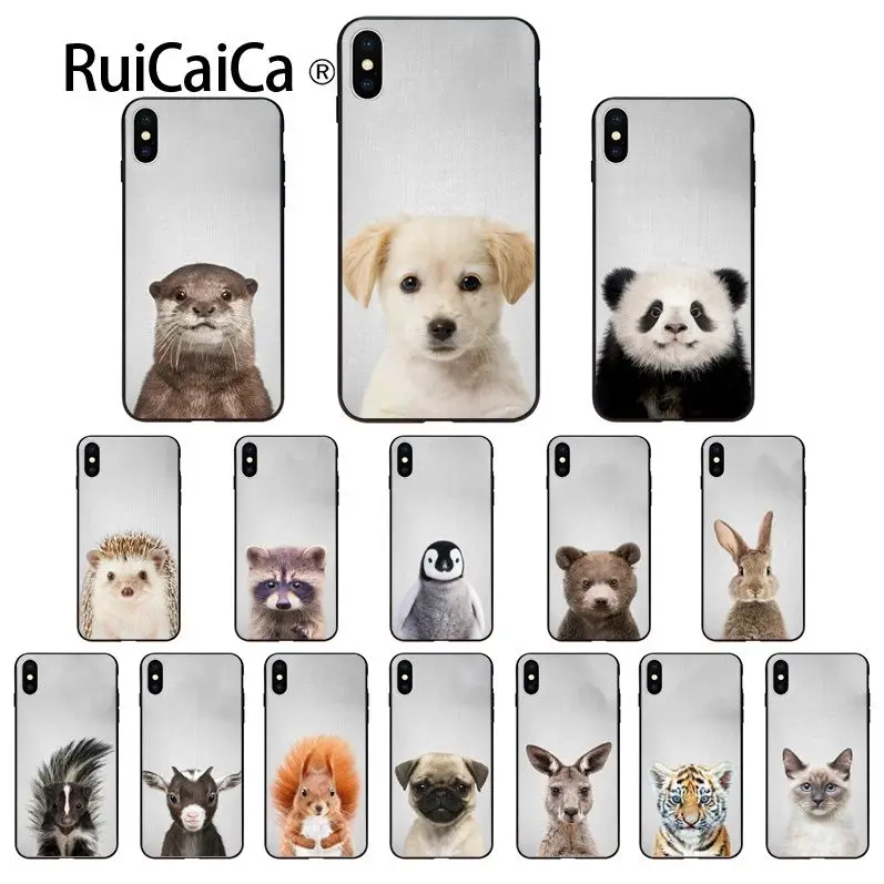Ruicaica животное собака кот тигр Пингвин детский силиконовый чехол для телефона Apple