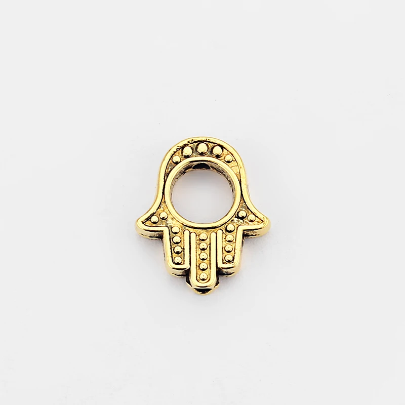 

20pcs Gold Color Open Hamsa Palm Spacers Fit 1.3mm Leather Cord Bracelet Making DIY Fashion Jewelry Findings