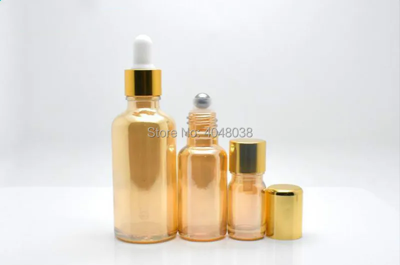 15 шт. флакон для эфирных масел с золотым стеклом|Многоразовые бутылки| |
