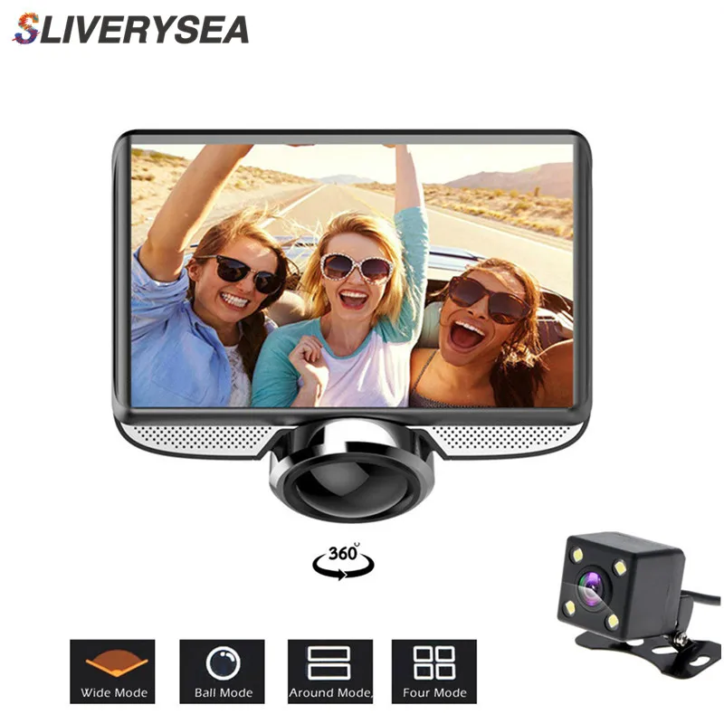 SLIVERYSEA 4 дюйма FHD 360 градусов IPS Автомобильный видеорегистратор с сенсорным экраном