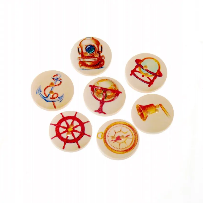 Free Shipping 10Pcs Random Mixed Round Style 2 Holes Wood Painting Sewing Buttons Scrapbooking 20mm | Дом и сад