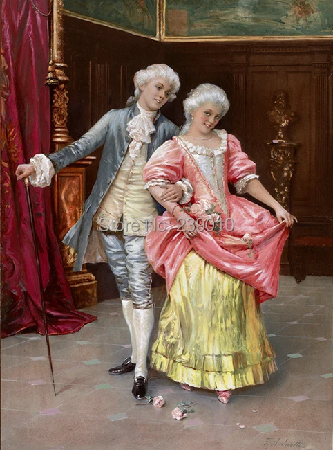 

free shipping lovers oil painting canvas prints classical court figure oil painting on canvas home art decoration picture
