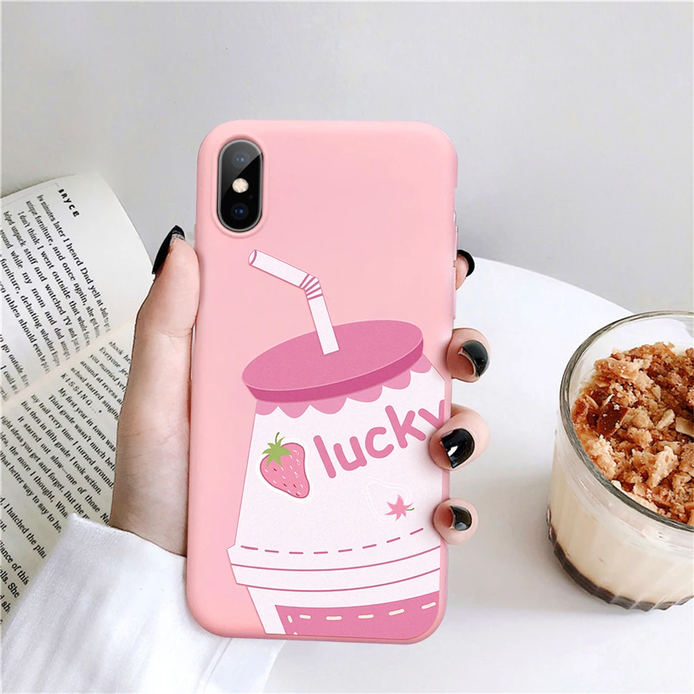 New Pink Funny Cute phone case For iphone 8 7 cases Lovely Cartoon Animal Plant TPU cover iPhone 6 6S Plus X XS Max XR |