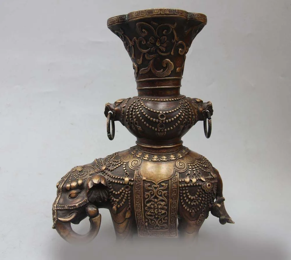Фото 11 &quotКитайский народный фэн-шуй медный слон благоприятный дракон ваза Zun статуя