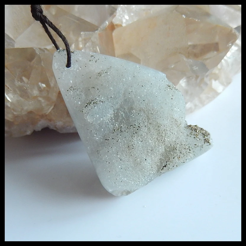 

Drusy Fluorite Pendant Bead,natural stone pendant Fluorite necklace bead,48x30x15mm,20.3g