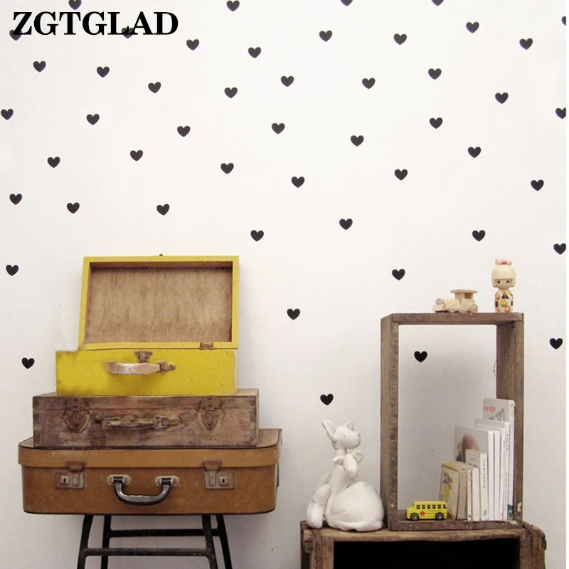 ZGTGLAD 45 шт./лот маленькие сердца настенные наклейки съемные домашние украшения