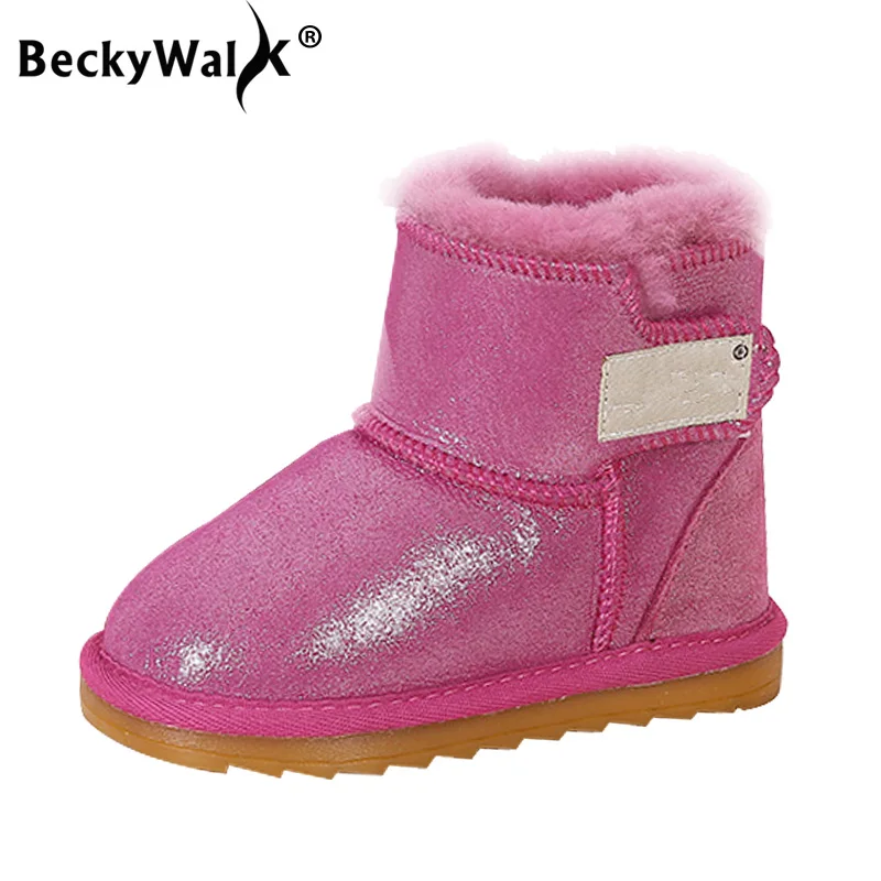BeckyWalk новинка 2021 года зимние детские сапоги для мальчиков и девочек теплые