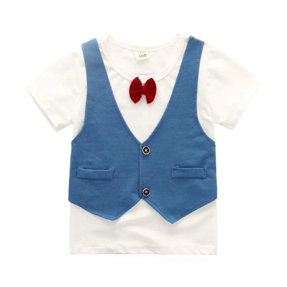 Summer Baby Boy Clothes Set Newborn Infant Clothing Short Sleeve Gentleman T-shirt+Pant Children |