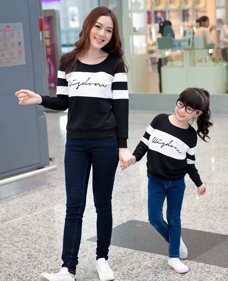 Новая модная одежда для мамы и ребенка 2016 повседневные весенние осенние с полным