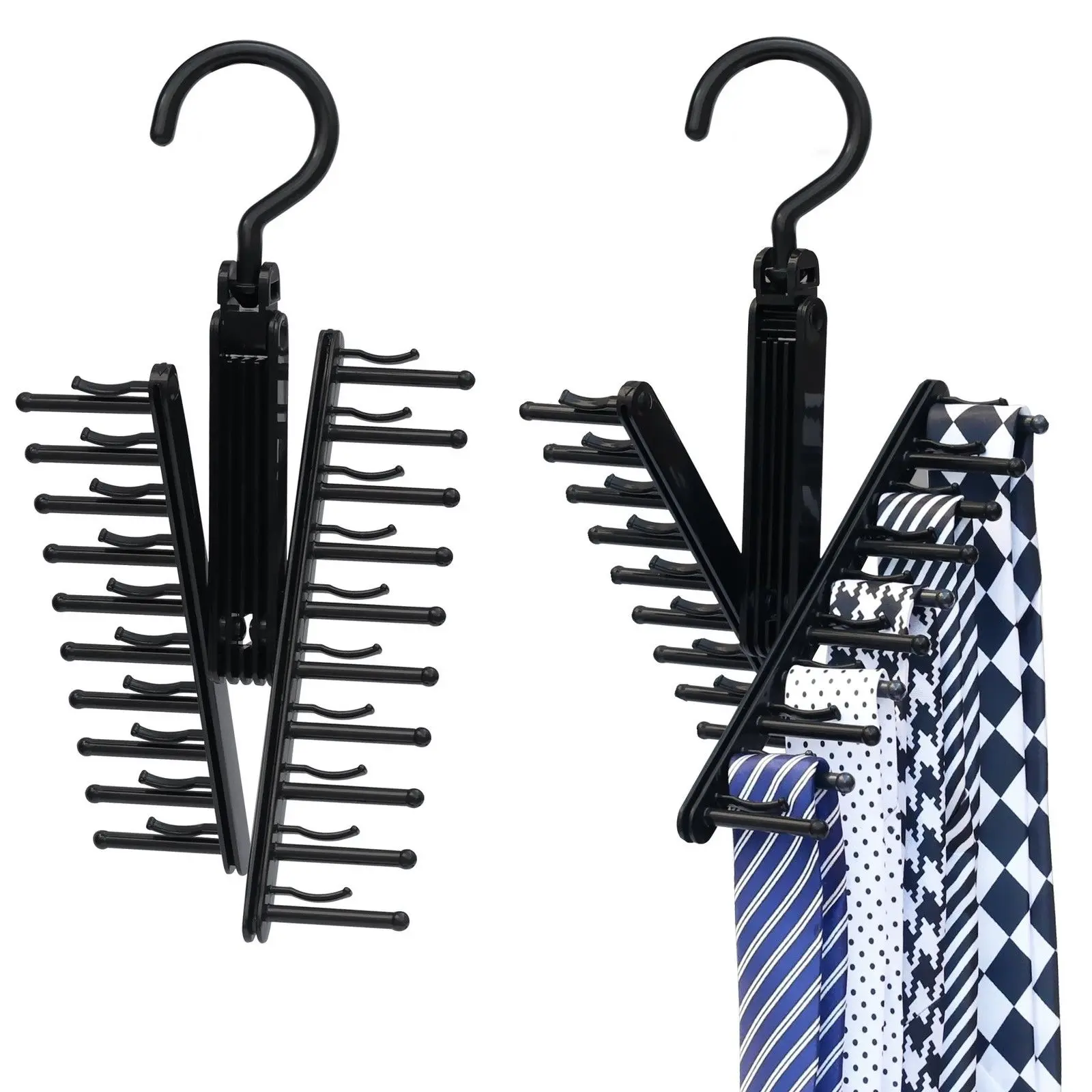 Adjustable 360 Degree Rotating Tie Rack Belt Scarf Neckties Hanger Holder Multifunctional Closet Organizer Top Quality | Дом и сад