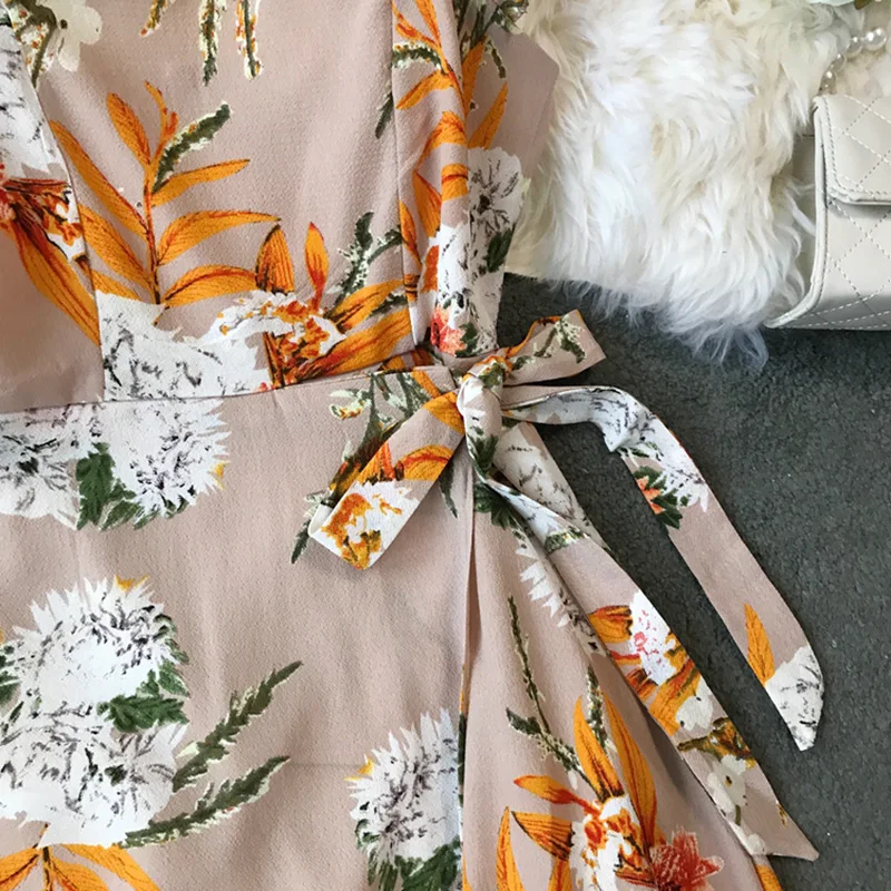 Женское Летнее Пляжное Платье 2019 с цветочным принтом бохо Богемное длинное Макси