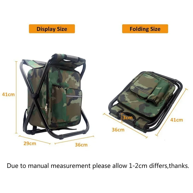outdoor folding camping fishing chair stool backpack with cooler insulated picnic bag hiking camouflage seat table bag free global shipping