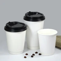 8oz 200 sets with lid,Disposable thickening paper cup,milk tea cup,cowhide double layer paper cup,coffee, hot drink paper cup