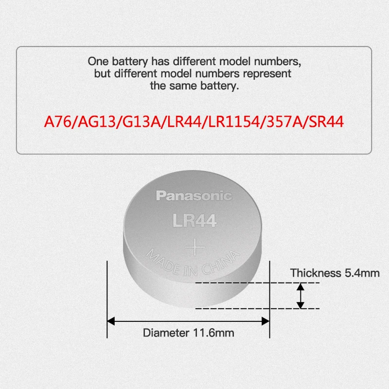 Батарейки Panasonic AG13 A76 G13A LR1154 357A SR44 100% оригинальные кнопочные батарейки 40 шт./4