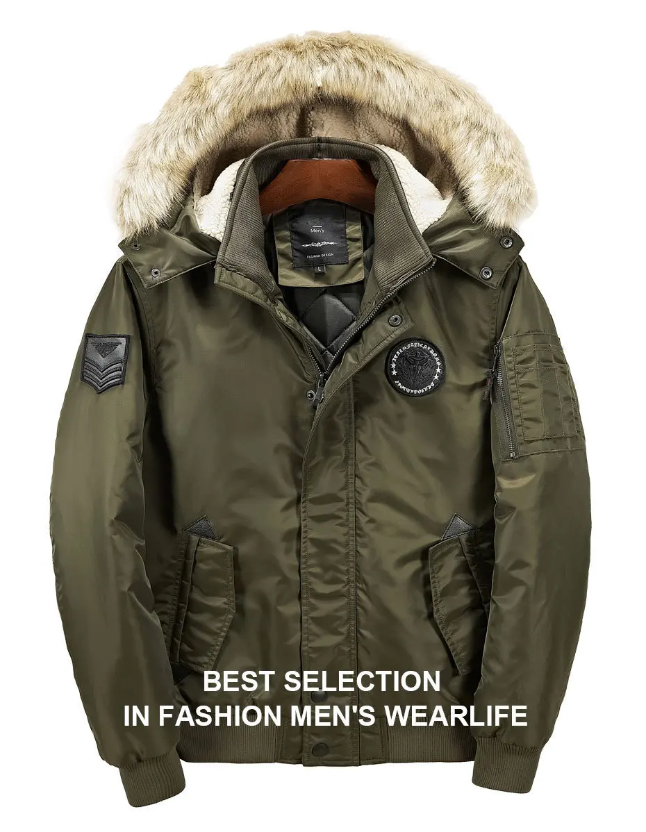 HTLB Brand New Winter Thick Parka Jacket Men Casual Thick Warm Military Fur Jacket Men Snow Hooded Overcoat Bio Down Parka Coat