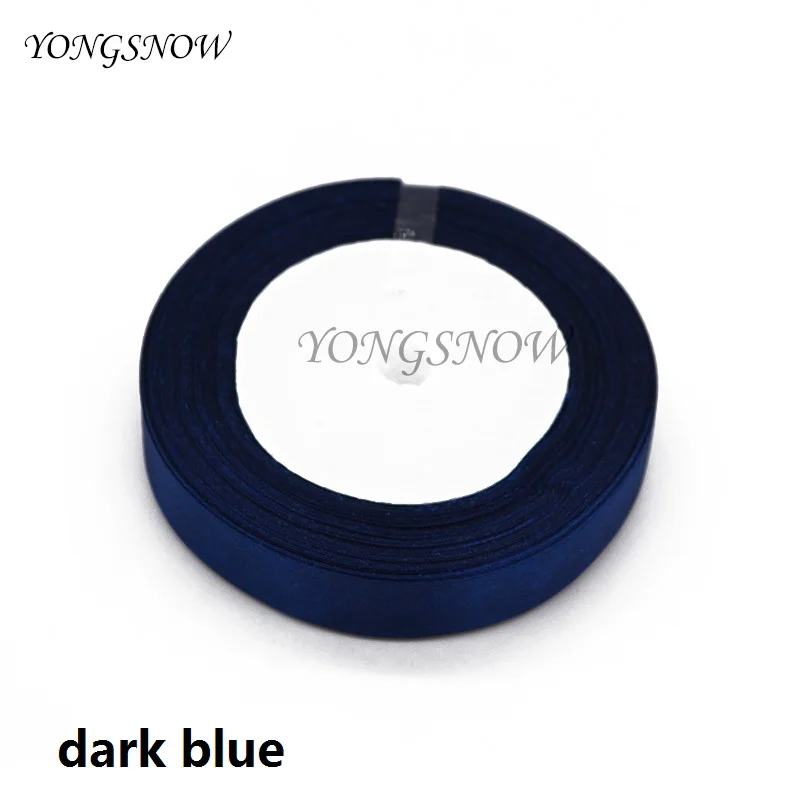 dark blue 25 ярдов Многоцветный 15 мм красивая шелковая Атласная Лента Свадебная вечеринка украшение Пригласительные открытки подарочная упаковка принадлежности для скрапбукинга - Цвет: dark blue