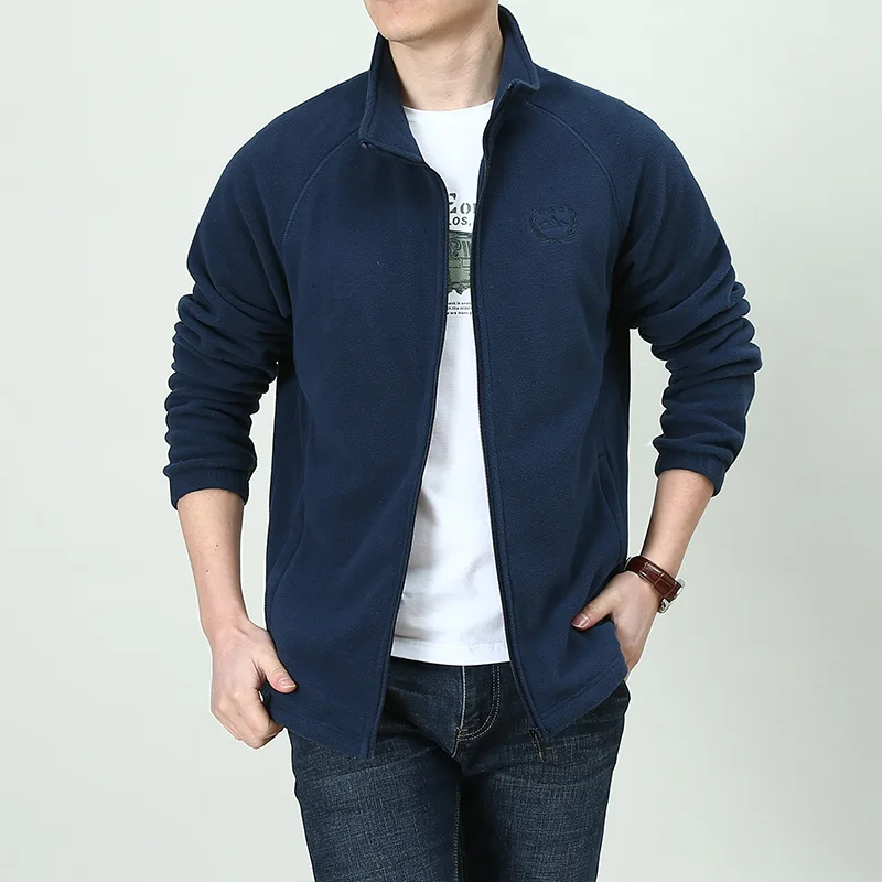 

4XL Spring Autumn Men's Warm Cardigan Fleece Jacket Male Outdoor Running Climbing Riding Fishing Windproof Tactical Sports Coat