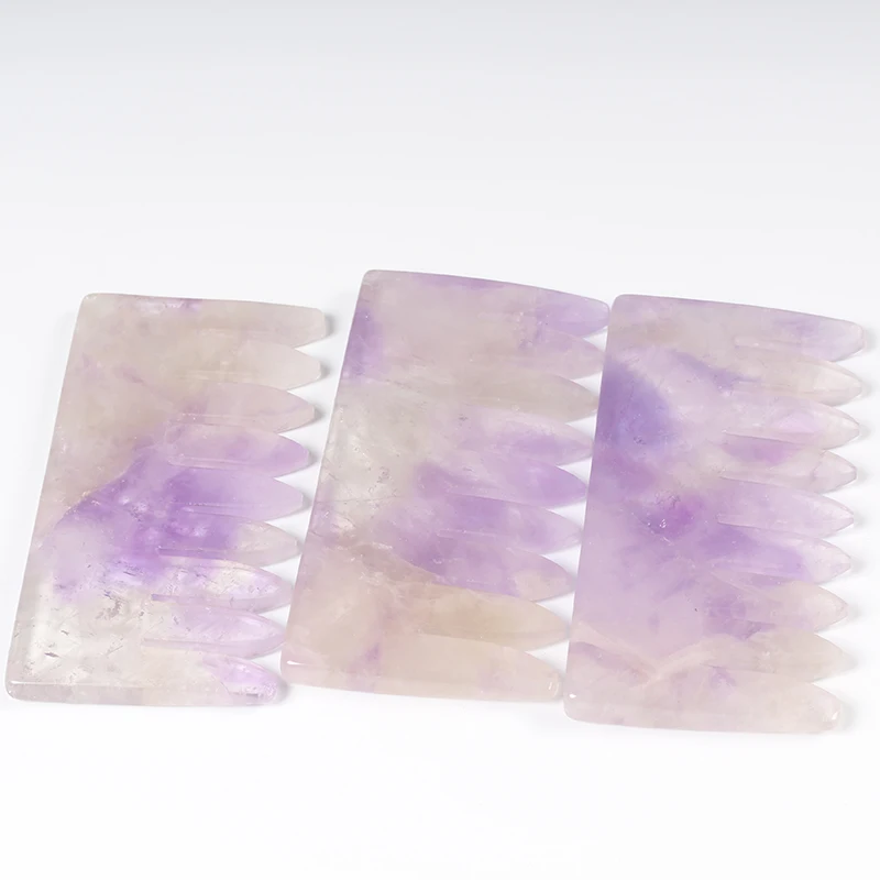 

Natural purple Amethyst Crystal massage comb Quartz Head Massage Latest Trend in Hair Care Head Hair Massage Guasha Tool